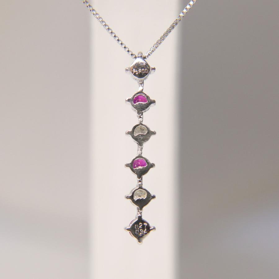 Pt850/900 ダイヤモンド ルビー ネックレス 0.27ct 0.34ct 重量約3.2g 