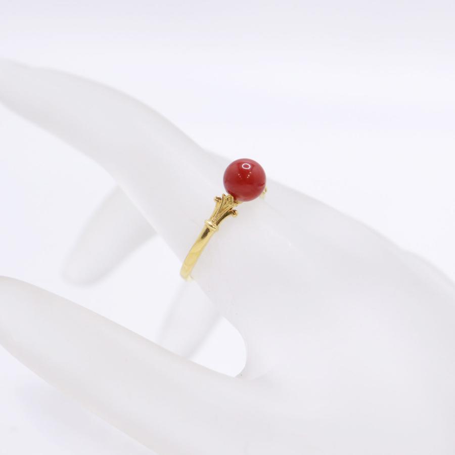 MIKIMOTO（ミキモト） K18 YG 珊瑚 リング サンゴ 約6.7mm 日本サイズ 