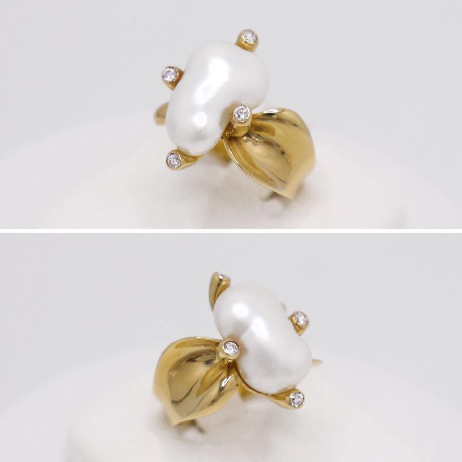 Fire Art&Co. K18 YG ダイヤモンド付 ケシパールリング 重量約9.4g 