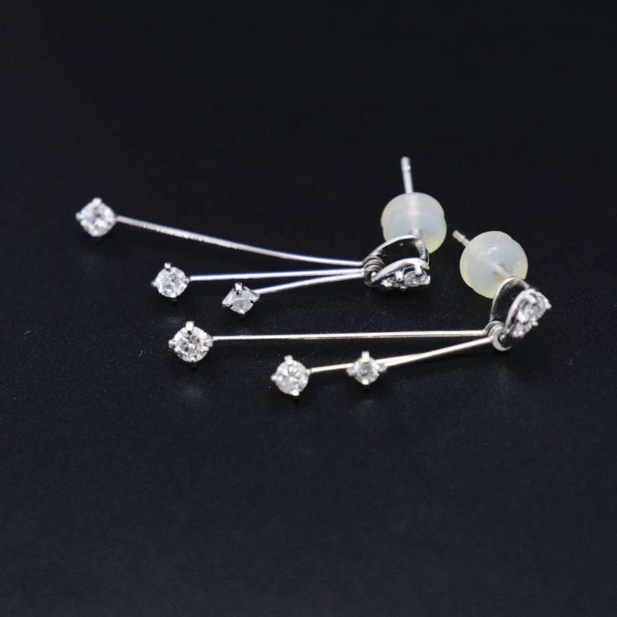 K14WG ダイヤピアス K14 WG ダイヤモンド ピアス ダイヤ 0.25ct×2 重量約1.4g レディース
