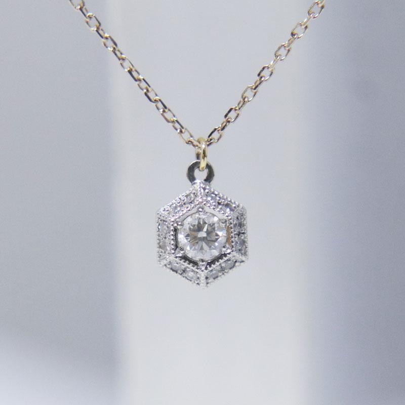 AbHeri アベリ K18/Pt900 six ダイヤモンド ネックレス 1449A D0.11ct