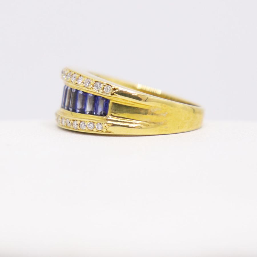 K18 サファイア ダイヤモンド リング S1.12ct D0.23ct 重量約6.3g 日本 