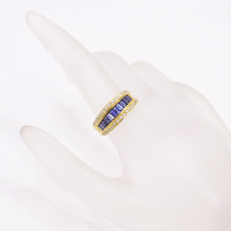 K18 サファイア ダイヤモンド リング S1.12ct D0.23ct 重量約6.3g 日本 