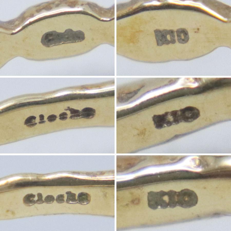Cloche クロチェ K10 YG 3連 マルチストーン リング 総重量約4.3