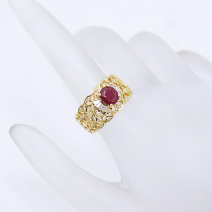 K18 ルビー ダイヤモンド リング R1.03ct D0.32ct 重量約7.7g 日本 