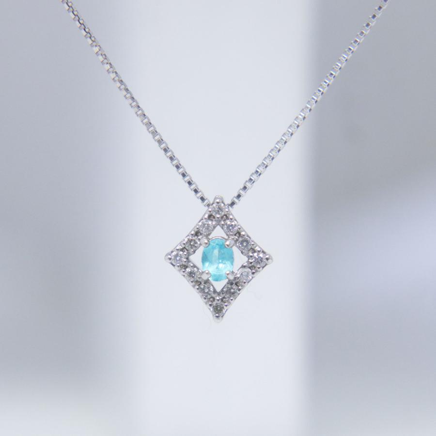 Pt900/850 パライバトルマリン ダイヤモンド ネックレス 0.06ct 0.05ct 