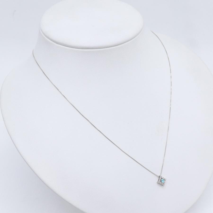 Pt900/850 パライバトルマリン ダイヤモンド ネックレス 0.06ct 0.05ct 