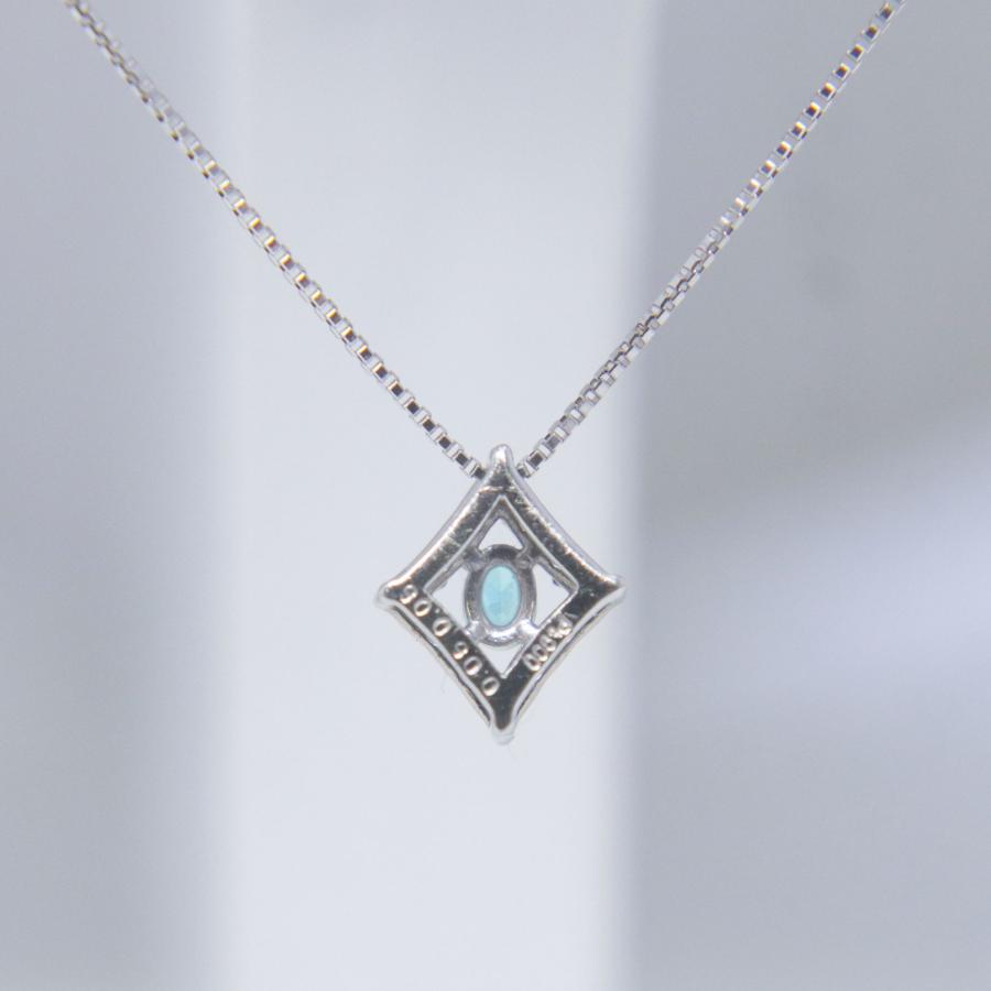 Pt900/850 パライバトルマリン ダイヤモンド ネックレス 0.06ct 0.05ct 