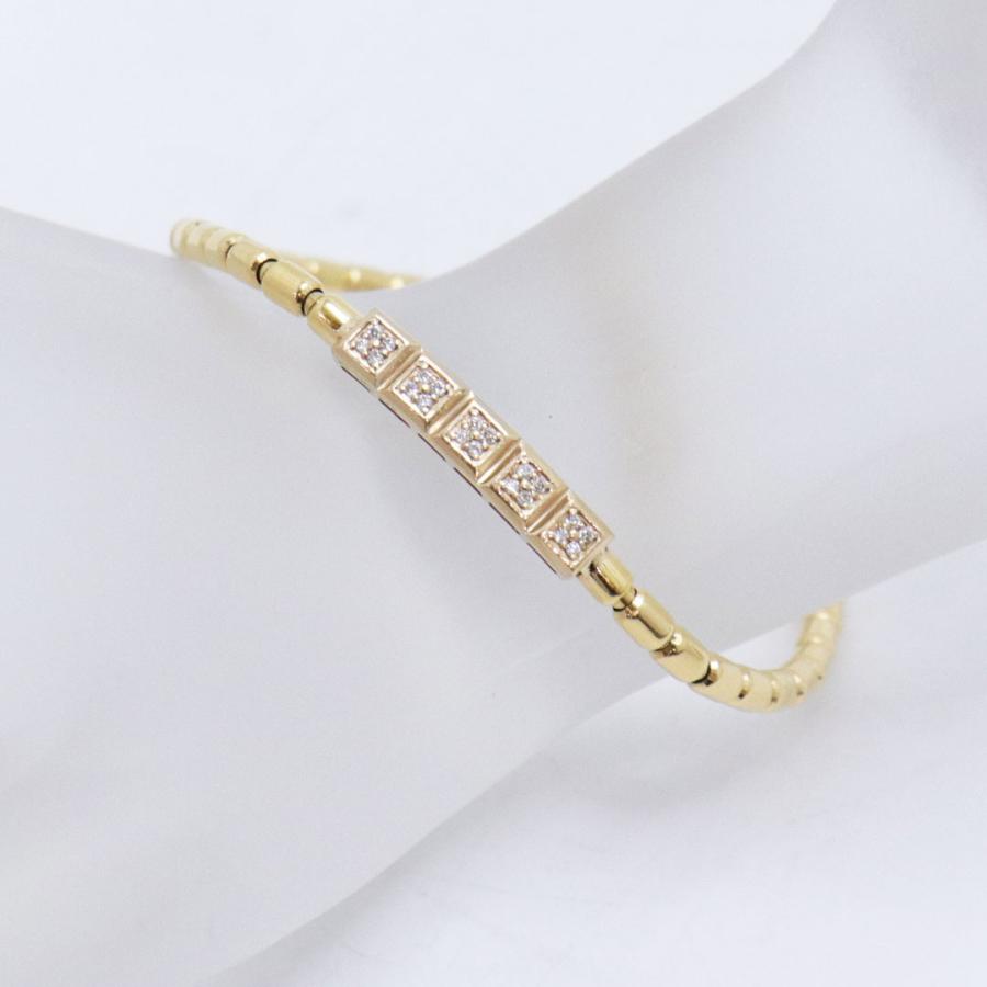 K18 伸縮ワイヤー入り ダイヤモンド ブレスレット D0.10ct 重量約7.5g