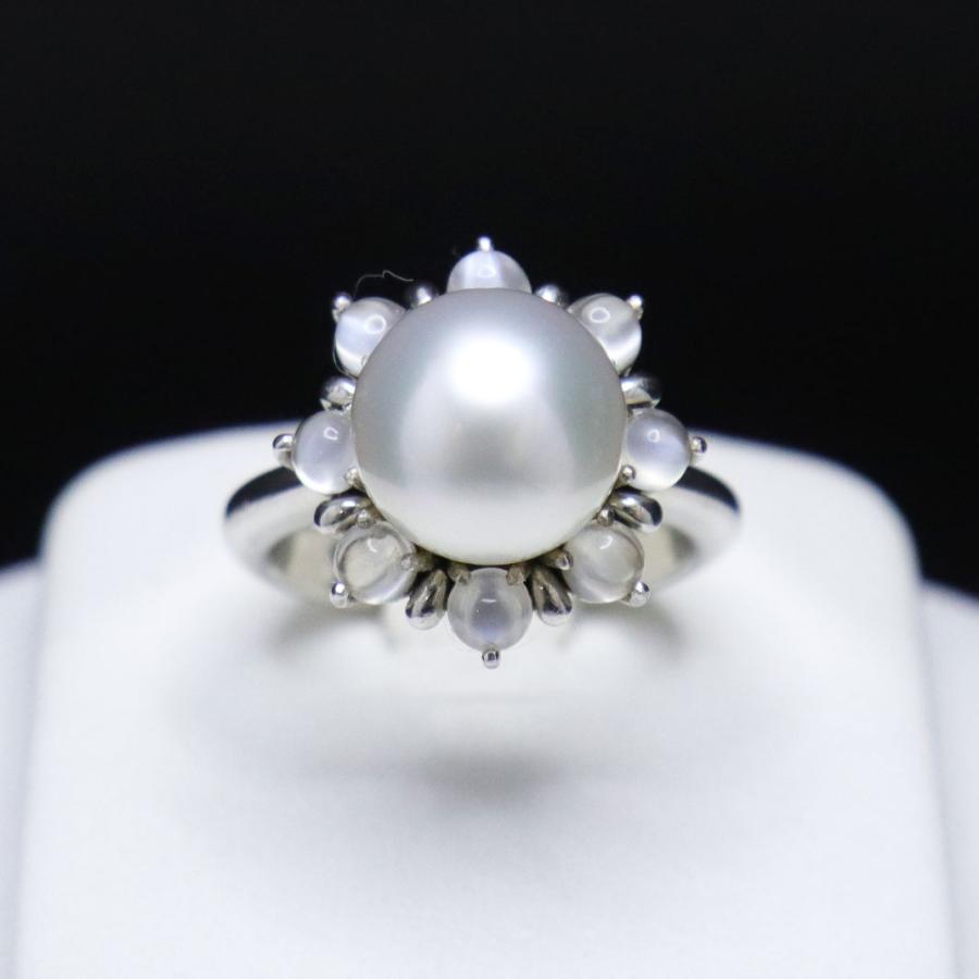 Pt900 プラチナ 石付 パールリング あこや真珠 約10.5mm 1.14ct 約10.4