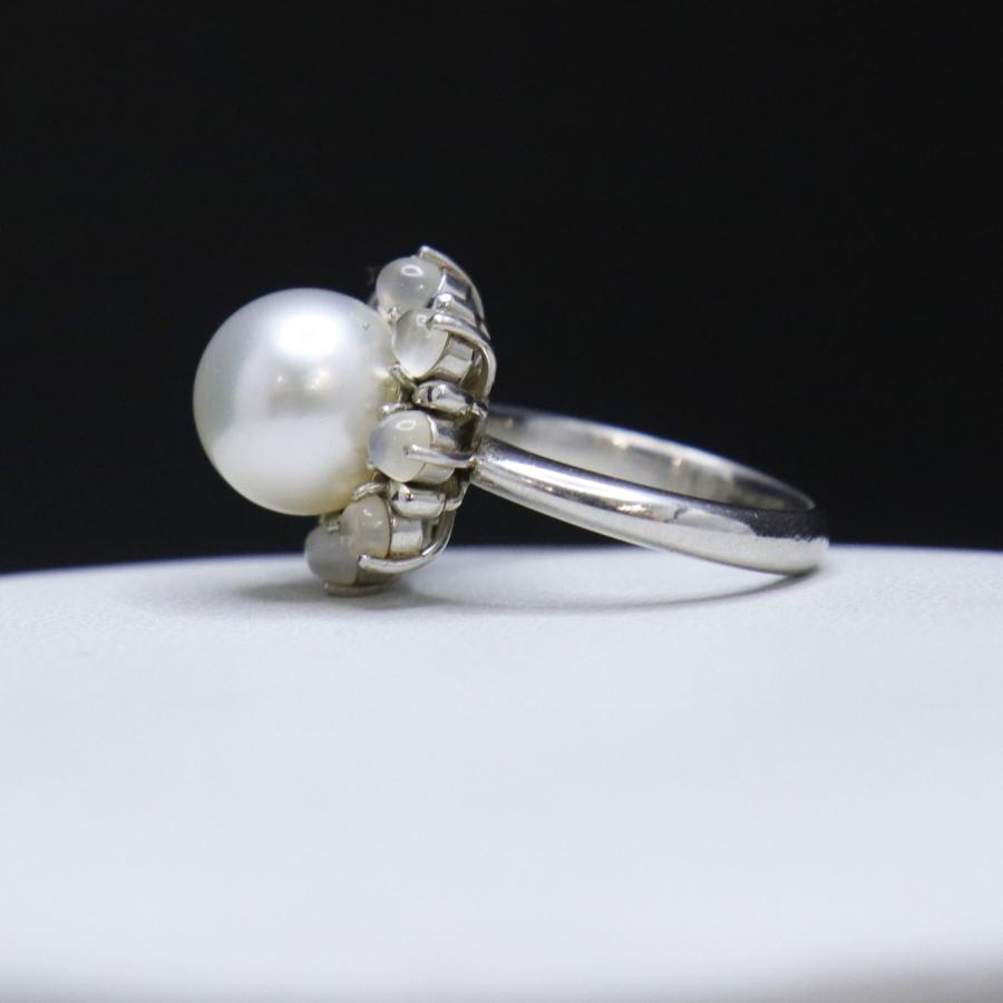 Pt900 プラチナ 石付 パールリング あこや真珠 約10.5mm 1.14ct 約10.4