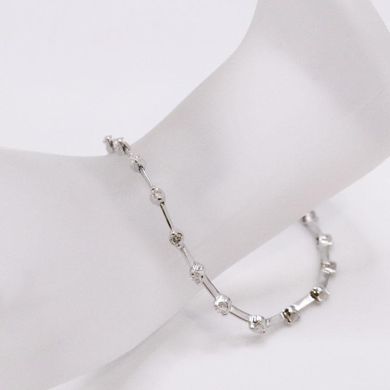 K18WG ダイヤ ブレスレット D1.00ct 手首周り17.5cm 重量7.1g 金 