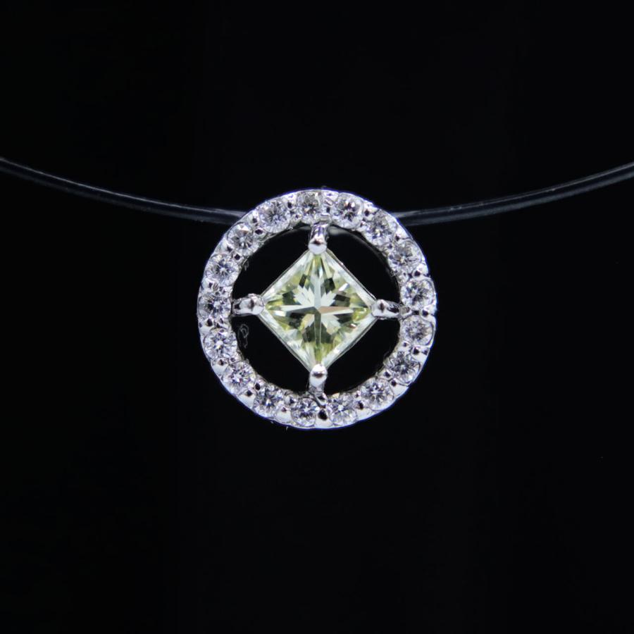Pt900 プラチナ イエロー ダイヤモンド ペンダントトップ 0.25ct 0.12 