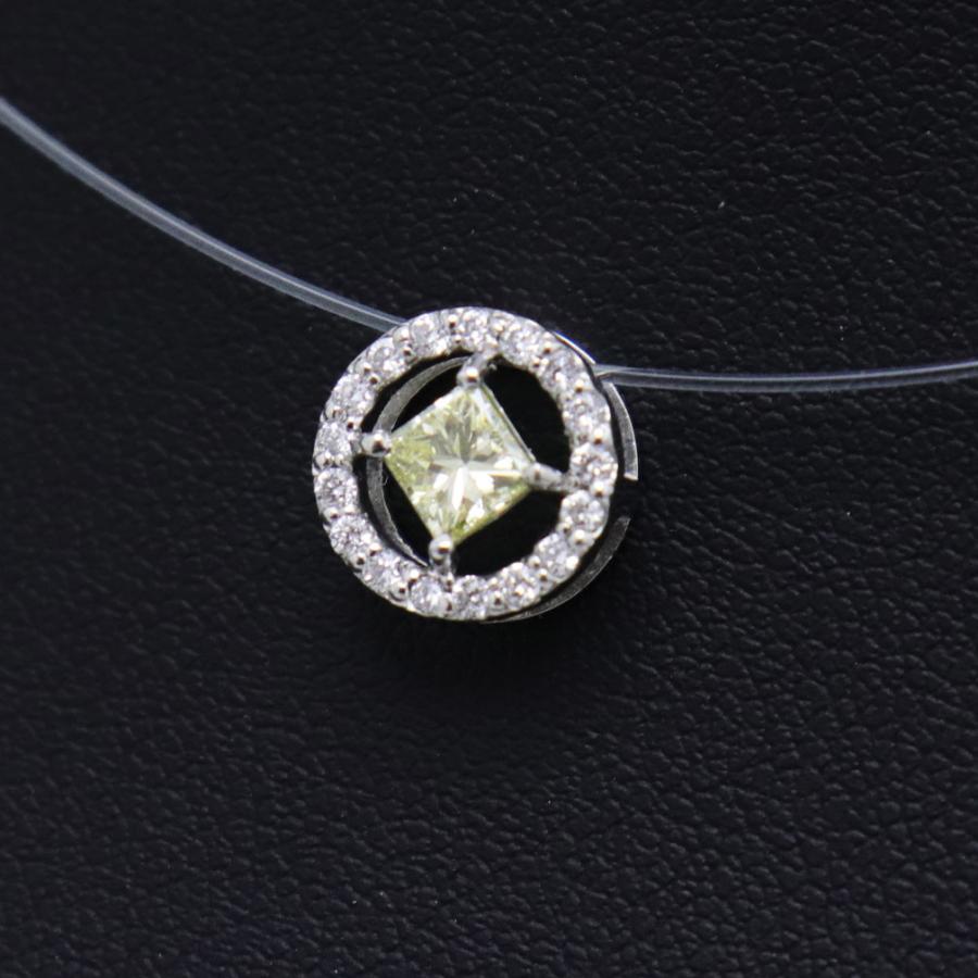 Pt900 プラチナ イエロー ダイヤモンド ペンダントトップ 0.25ct 0.12 
