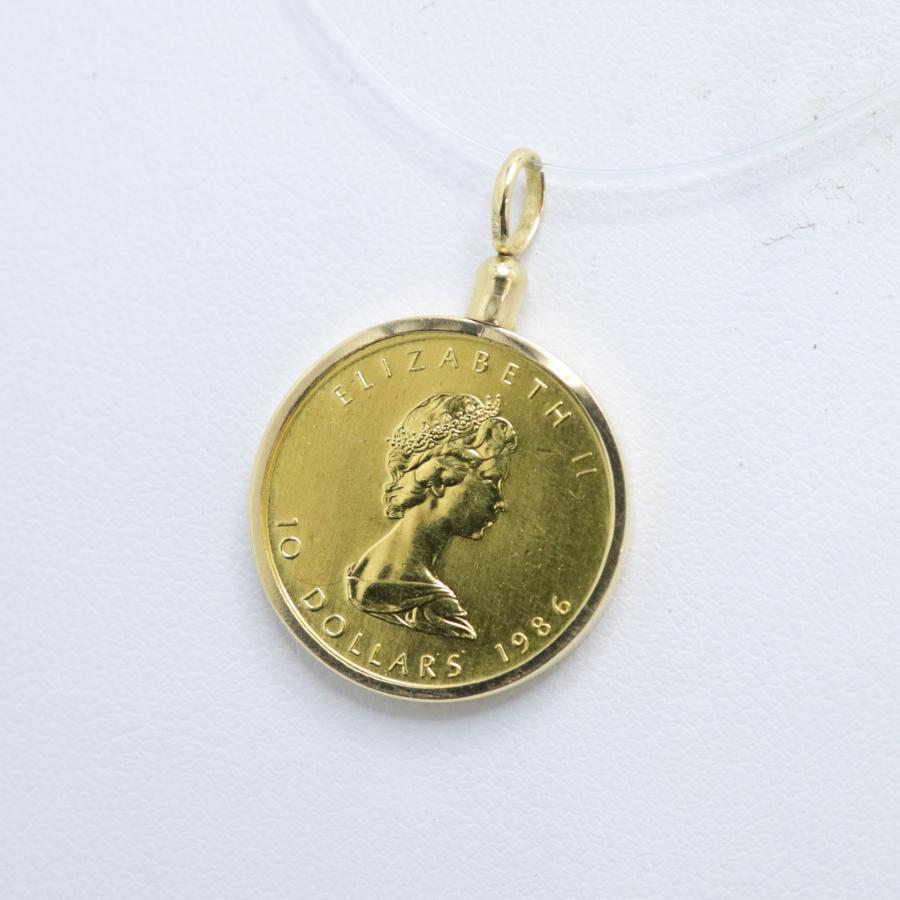 K18枠 K24 9999 メイプルコイン エリザベスII世 10ドル 金貨1986 1/4oz 