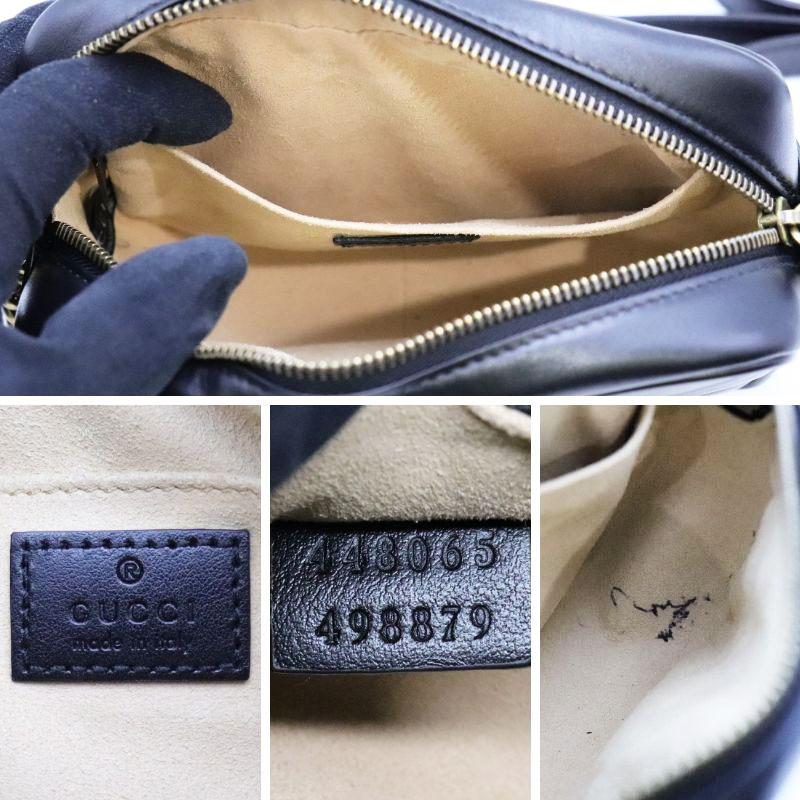 グッチ GUCCI GGマーモント キルティング ミニバッグ ショルダーバッグ バッグ ファブリック レザー レディース ブラック系 448065 【中古】 GUCCI（グッチ） 中古◇GUCCI GGマーモント キルティング ミニバッグ