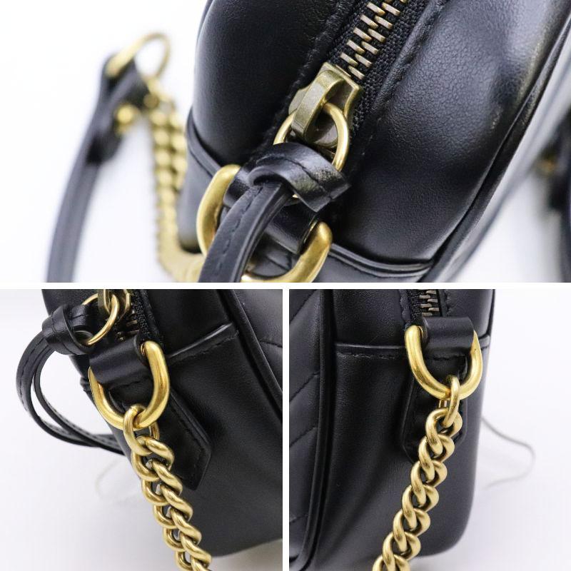 GUCCI グッチ キルティング ミニバッグ ショルダーバッグ 448065 レザー ブラック ゴールド金具  レディース【中古】 楽天市場】グッチ キルティングミニバッグ GGマーモント ショルダー