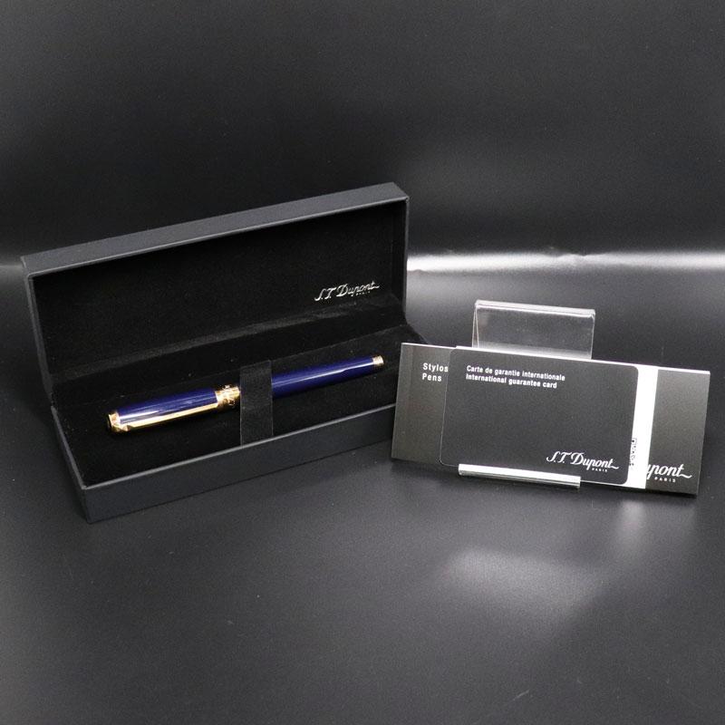 美品】デュポン S.T.Dupont 万年筆 ネイビー ブルー ペン先14K 585 M