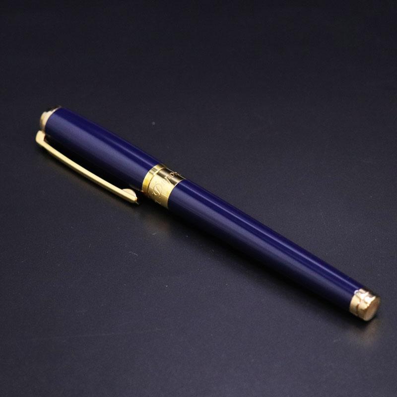 美品】デュポン S.T.Dupont 万年筆 ネイビー ブルー ペン先14K 585 M