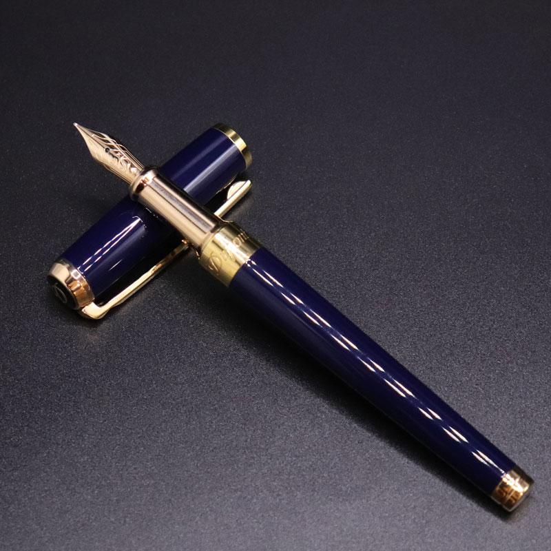 美品】デュポン S.T.Dupont 万年筆 ネイビー ブルー ペン先14K 585 M