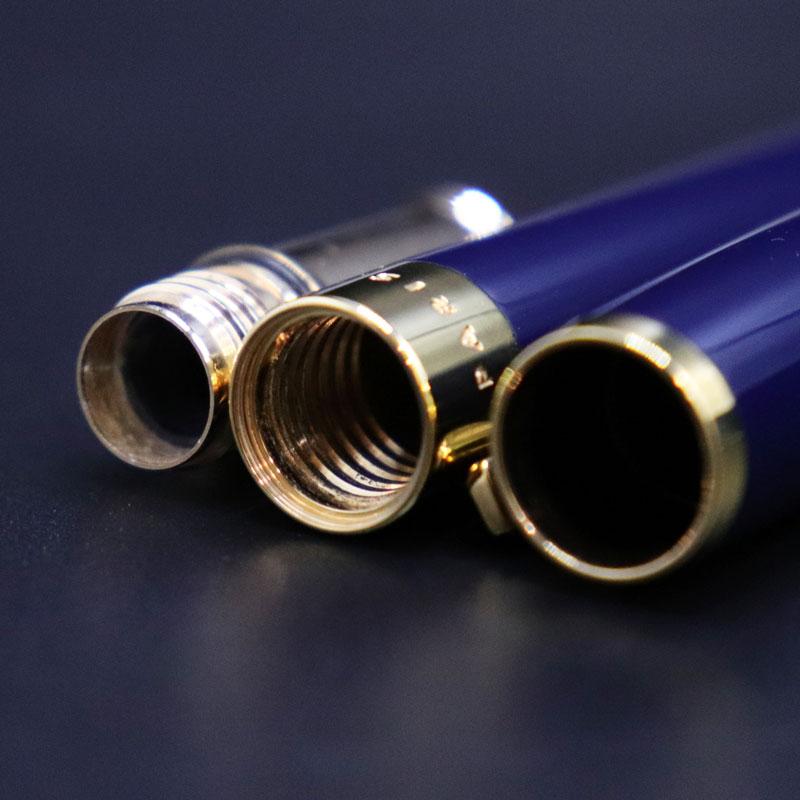 美品】デュポン S.T.Dupont 万年筆 ネイビー ブルー ペン先14K 585 M