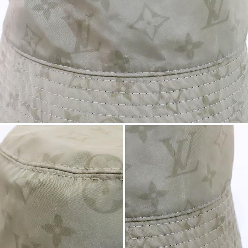 中古美品 LOUIS VUITTON ルイヴィトン シャポー モノグラム レイン バケットハット リバーシブル M7013L 帽子 カーキ ブラック 送料無料！_9