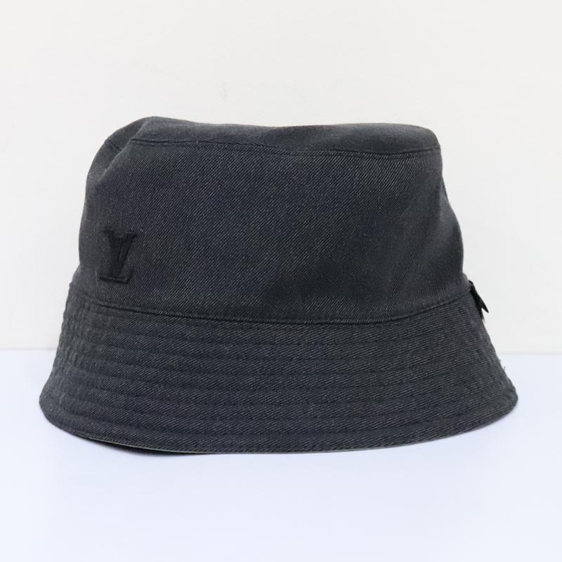中古美品 LOUIS VUITTON ルイヴィトン シャポー モノグラム レイン バケットハット リバーシブル M7013L 帽子 カーキ ブラック 送料無料！_3