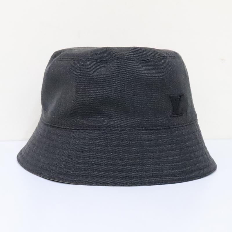 中古美品 LOUIS VUITTON ルイヴィトン シャポー モノグラム レイン バケットハット リバーシブル M7013L 帽子 カーキ ブラック 送料無料！_4