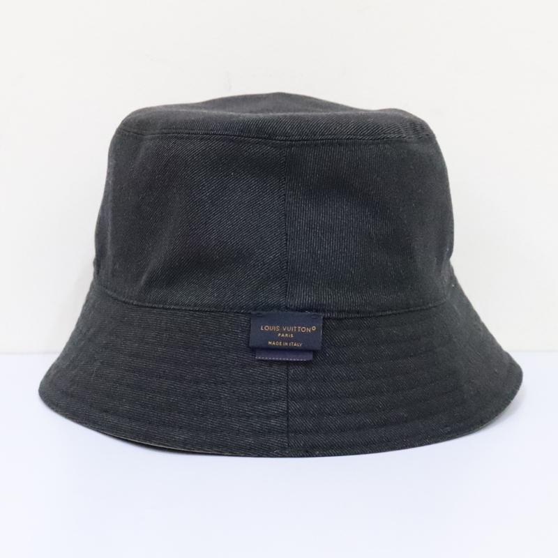 中古美品 LOUIS VUITTON ルイヴィトン シャポー モノグラム レイン バケットハット リバーシブル M7013L 帽子 カーキ ブラック 送料無料！_5