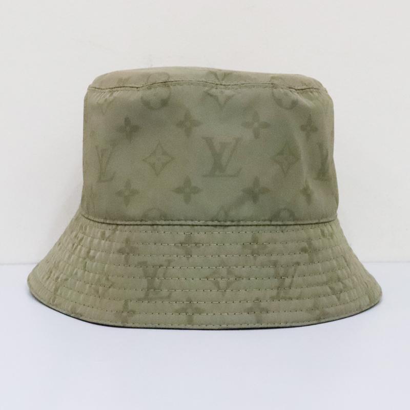 中古美品 LOUIS VUITTON ルイヴィトン シャポー モノグラム レイン バケットハット リバーシブル M7013L 帽子 カーキ ブラック 送料無料！_6