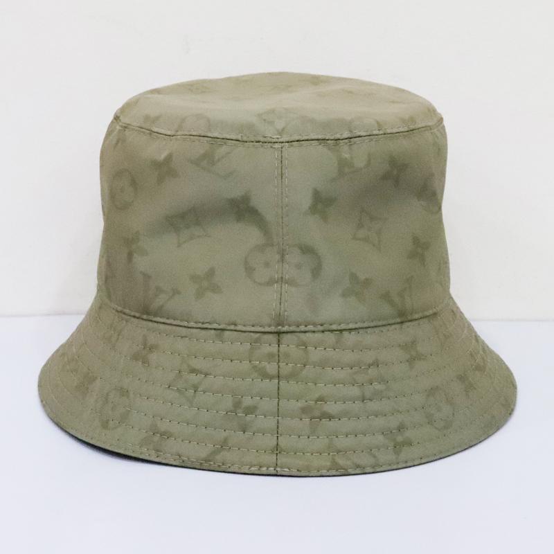 中古美品 LOUIS VUITTON ルイヴィトン シャポー モノグラム レイン バケットハット リバーシブル M7013L 帽子 カーキ ブラック 送料無料！_7