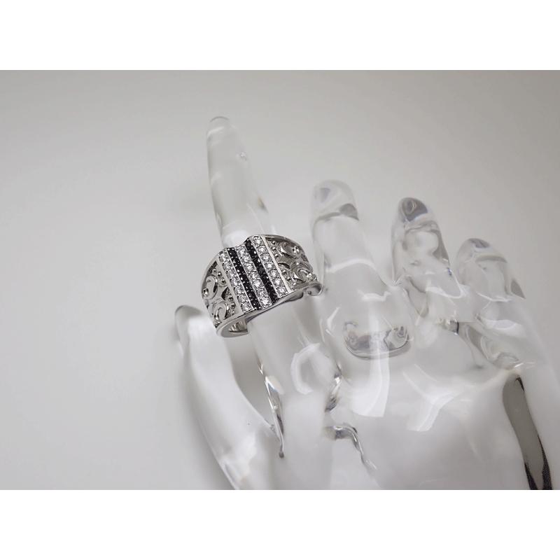 K18WG ホワイトゴールド 天然ブラックダイヤ リング D0.45ct BD0.35ct 