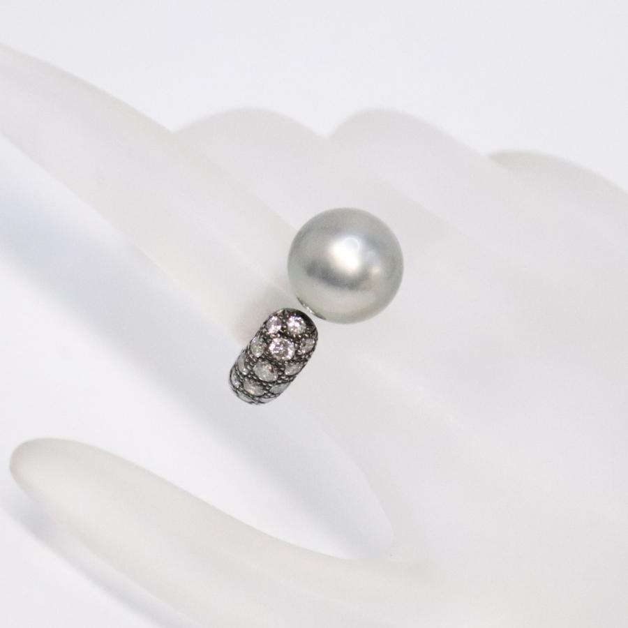 hum ハム SV ブラックパール付 ダイヤモンド リング パール約12.7mm D0
