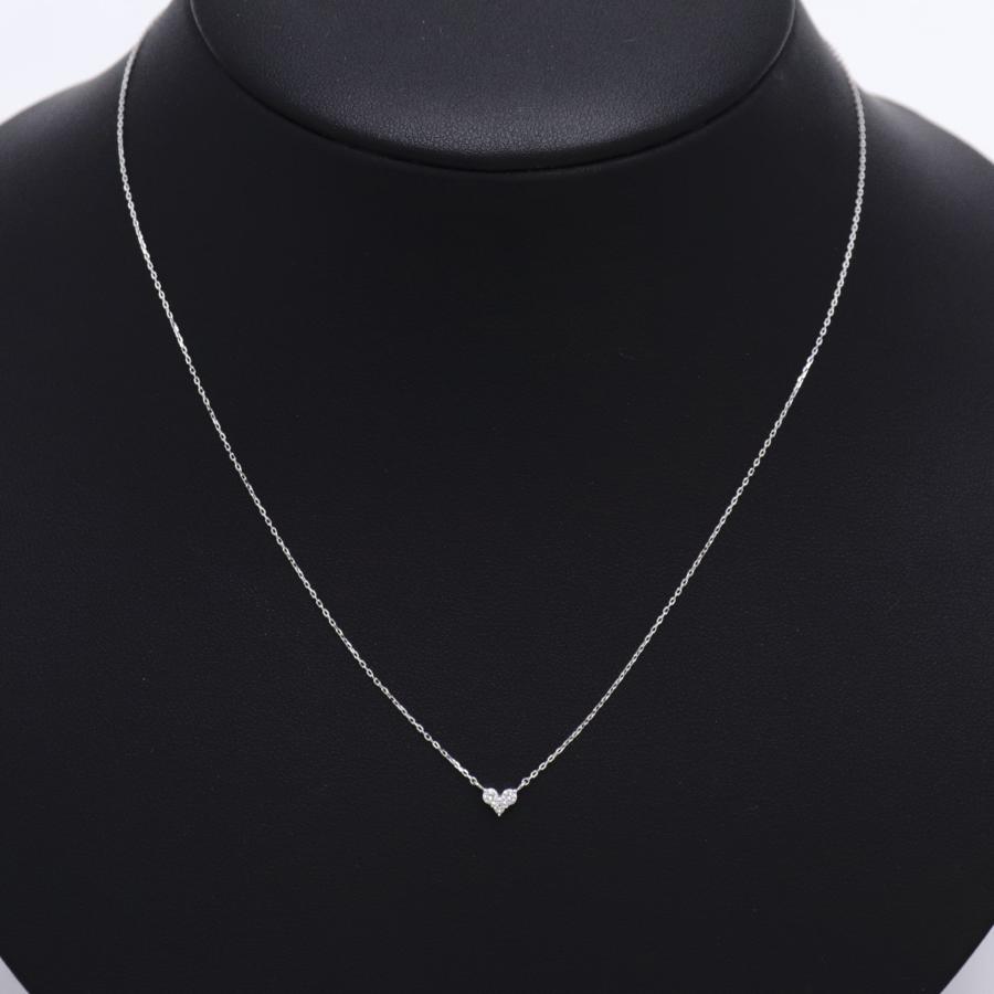 ete（エテ） K18 WG ハート ダイヤモンド ネックレス ダイヤ 0.07ct