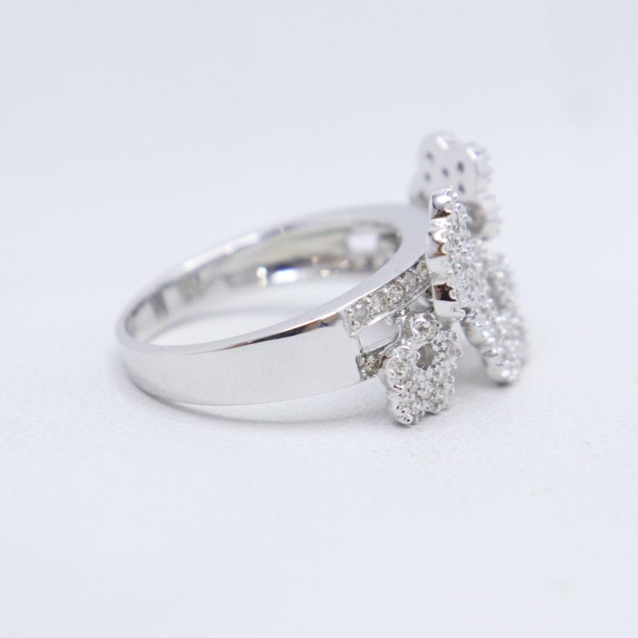 K18WG ダイヤモンド リング 指輪 K18 WG フラワーモチーフ ダイヤモンド リング ダイヤ 0.46ct 重量約