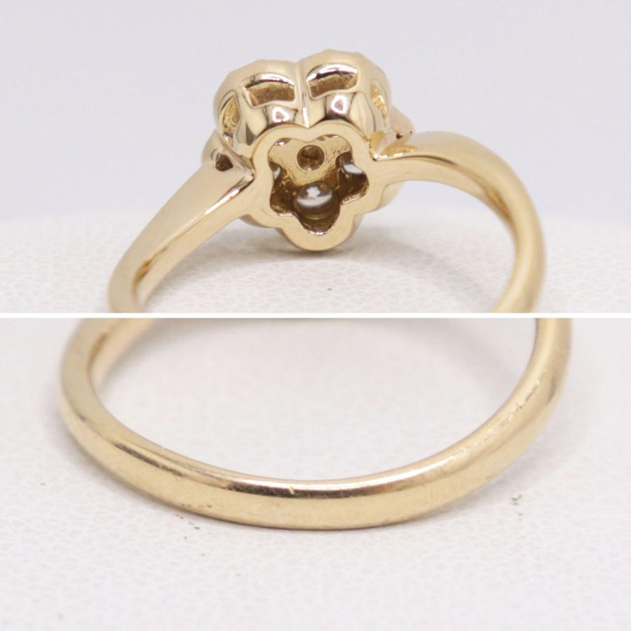 K18 フラワーモチーフ ダイヤモンド リング ダイヤ 0.50ct 重量3.7g 