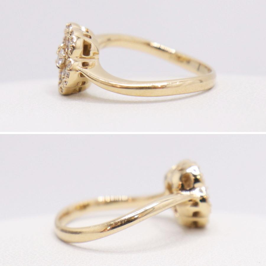 K18 フラワーモチーフ ダイヤモンド リング ダイヤ 0.50ct 重量3.7g 