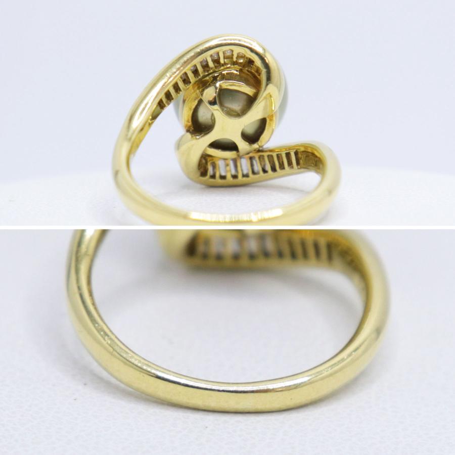 K18 ダイヤモンド付 パール リング 南洋真珠 約11.4mm ダイヤ 0.49ct 