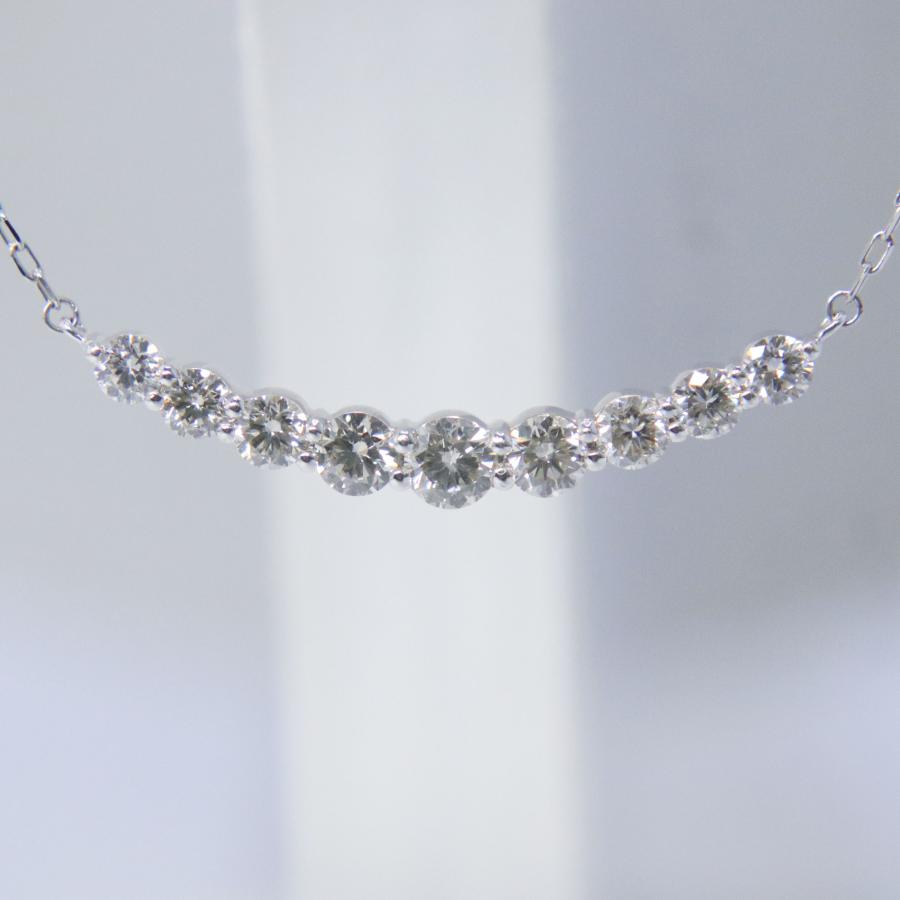 Pt850/900 ダイヤモンド ライン ネックレス D1.00ct 約48cm 重量約3.2g