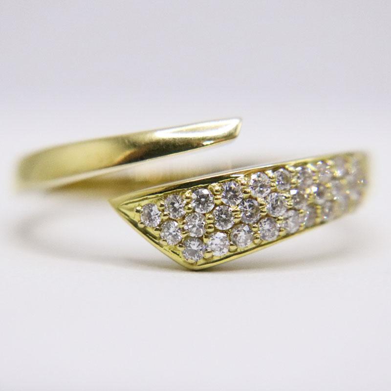 美品 K18YG ダイヤモンドリング D0.35ct ＃6〜13号 ピアリング 