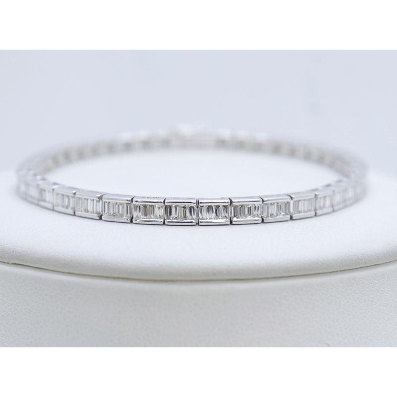 K18 WG 天然 バケットカット ダイヤモンド ブレスレット D3.01ct 最