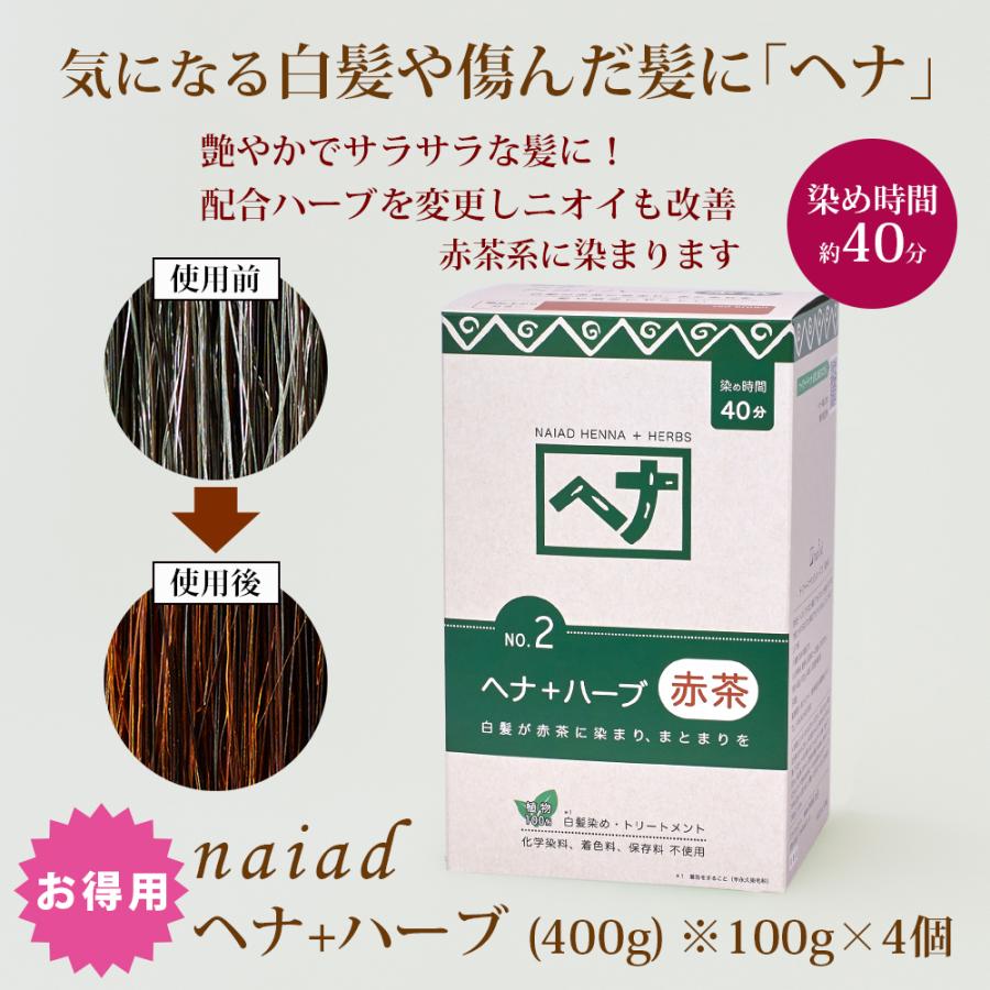 naiad へナ+ハーブ 100g×4個入 お徳用 白髪染め 白髪染 白髪 しらがぞ