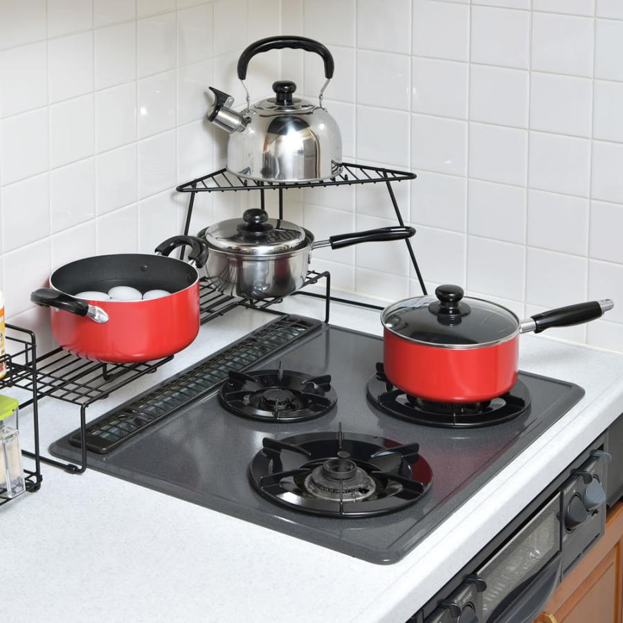コンロ角ラック コンロ奥 キッチン ラック 収納 ワイヤーラック