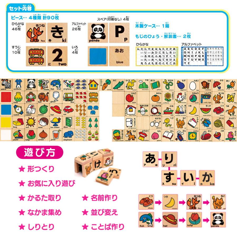 おもちゃ 知育玩具 ひらがな・アルファベット・数字 積木 あいうえお
