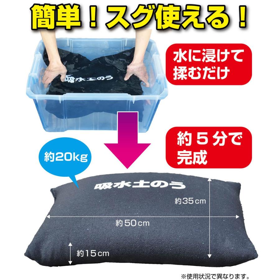 緊急用吸水土のう5枚入り 急な浸水を防ぐ土砂のいらない吸水土のうです