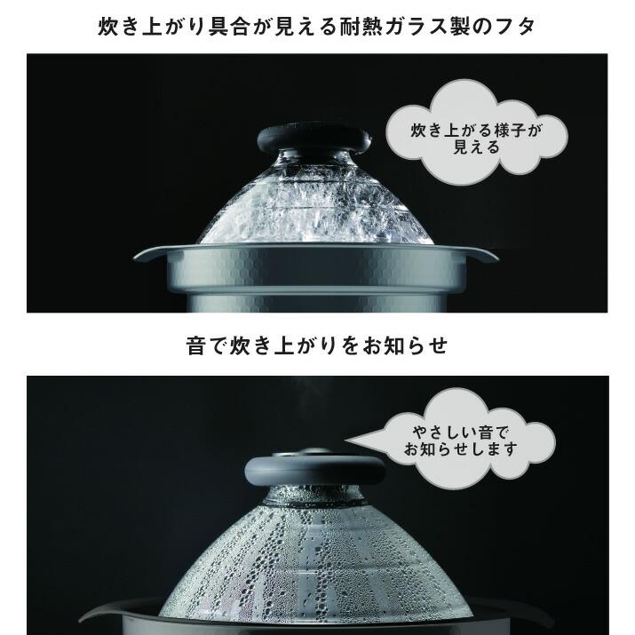 HARIO（ハリオ） フタがガラスのご飯釜2〜3合 GNR-200-B-W 炊飯 土鍋