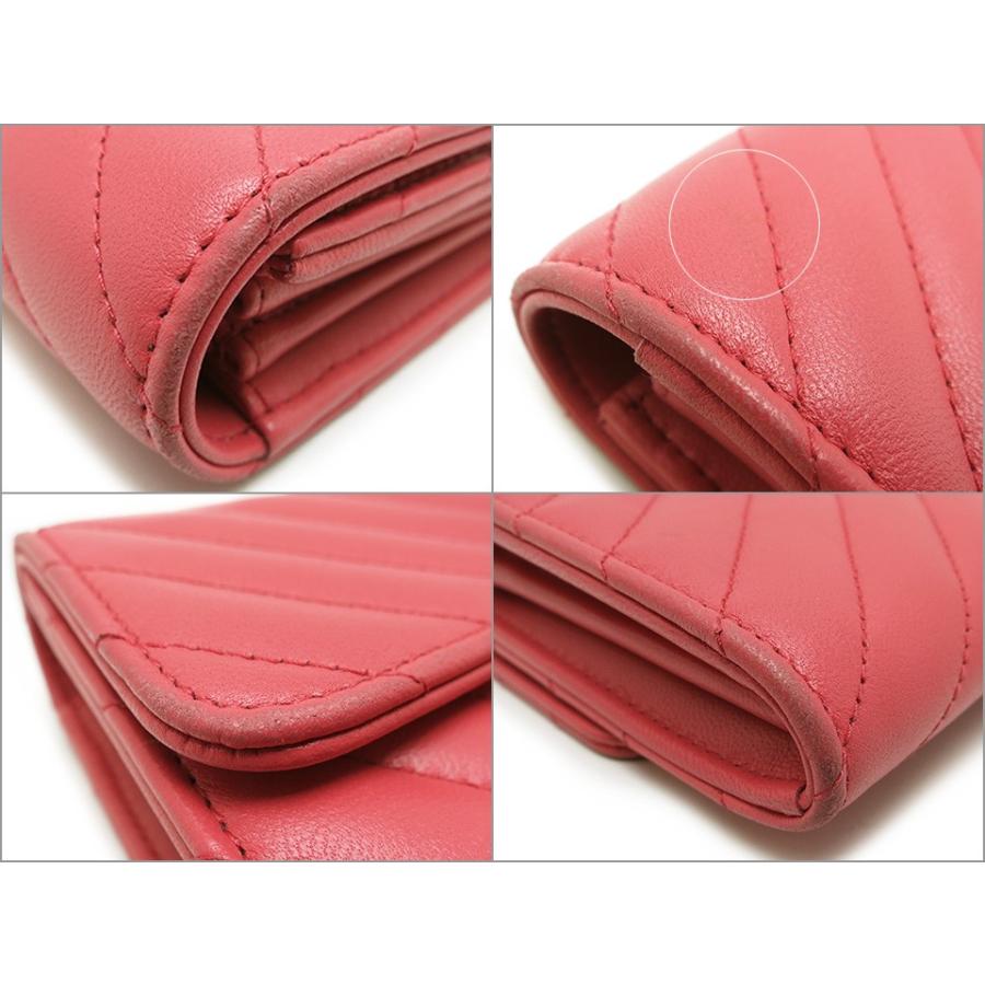 シャネル シェブロン Vステッチ 長財布 ピンク