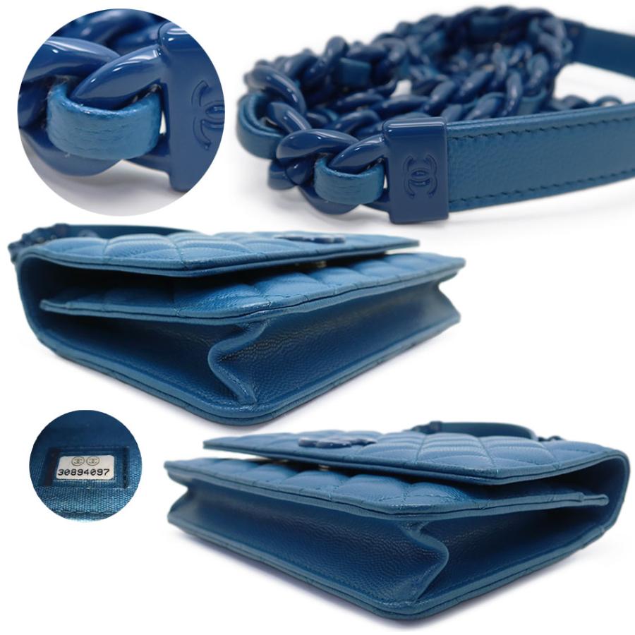 CHANEL（シャネル） マトラッセプラチェーンウォレット キャビアスキン