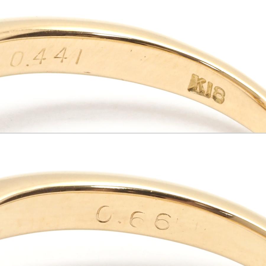 ダイヤモンドリング K18YG 0.441ct 0.66ct #15 イエローゴールド 15号