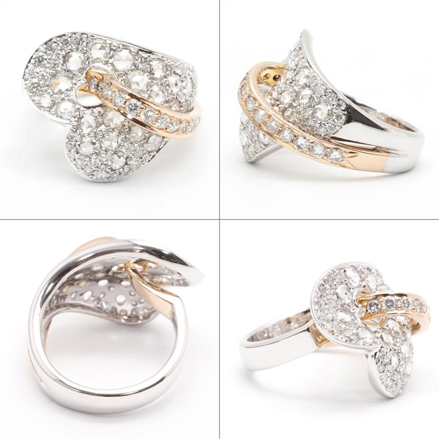 ラウンドローズカット ダイヤモンドリング K18WG K18PG 1.12ct 1.25ct